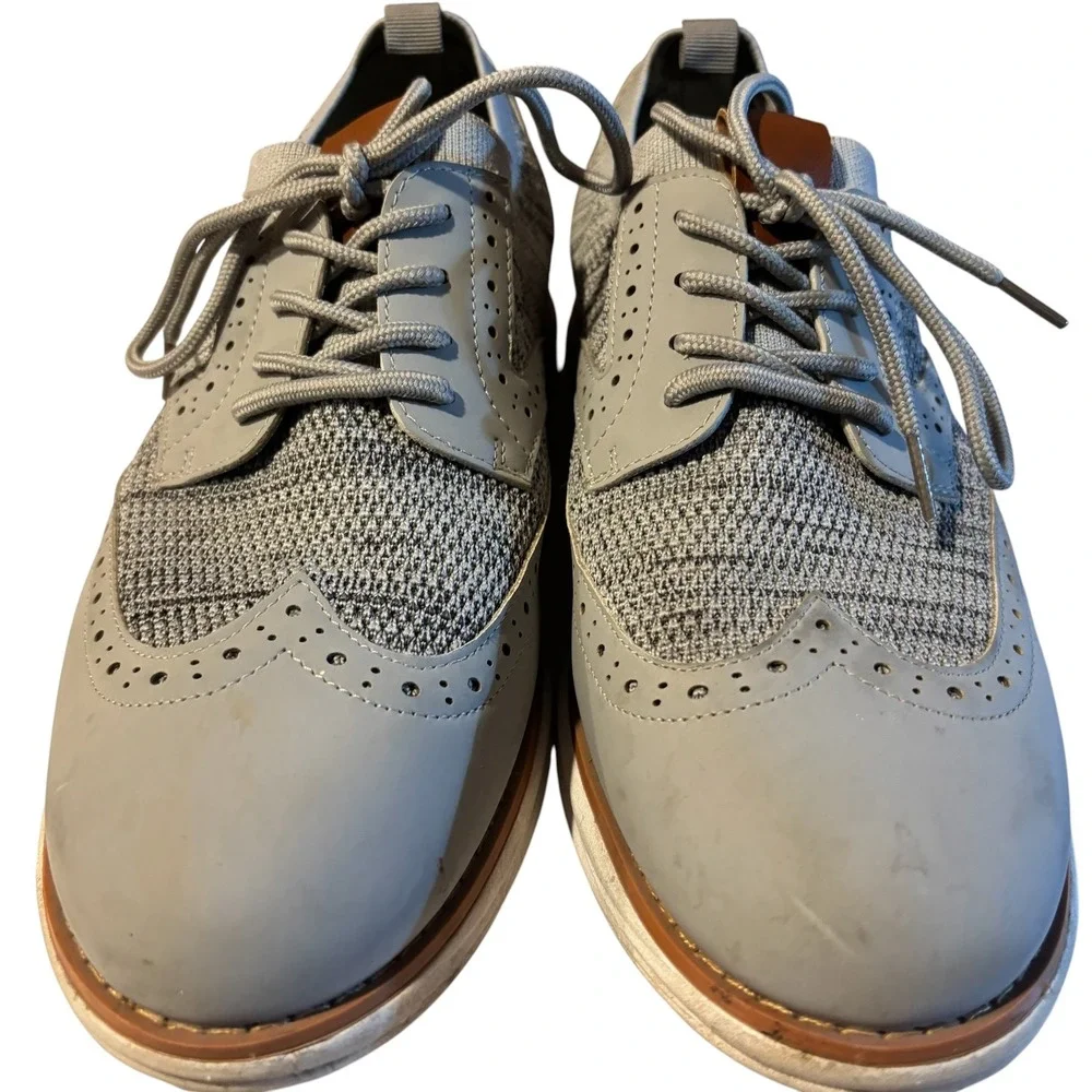 Bruno Marc Mens Grey Knit Wingtip Oxford Hybrid Sneaker Dress Shoes Brogue 9.5